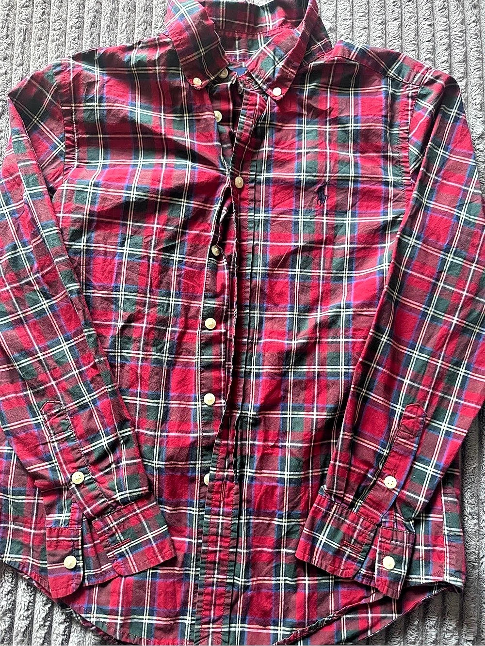 Ralph Lauren Boys Plaid Cotton Button-Down Shirt Medium